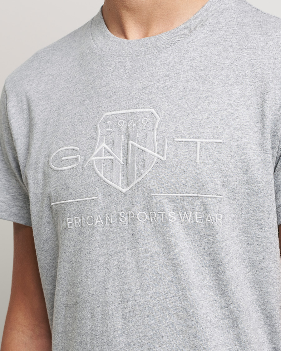 Heren | T-shirts | GANT | Tonal Archive Shield Crew Neck Tee Grey Melange
