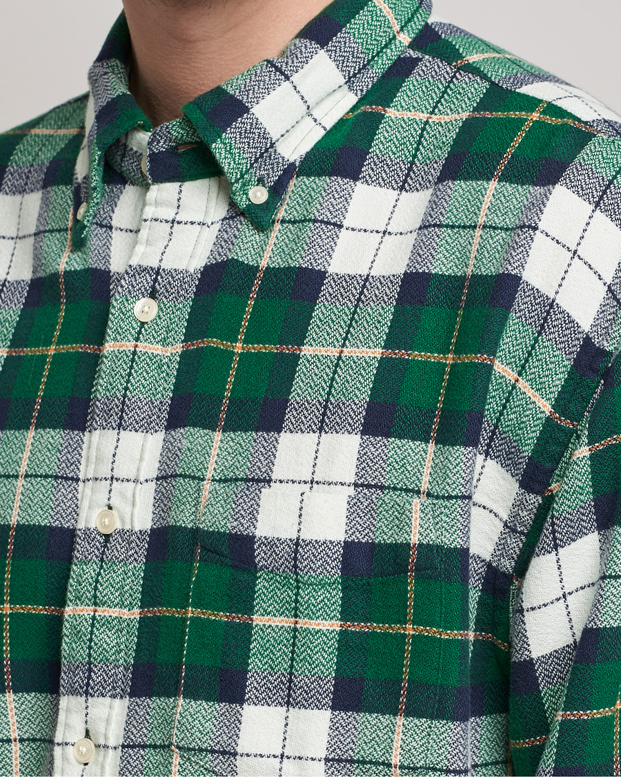 Heren | Overhemden | GANT | Relaxed Textured Checked Shirt Forest Green