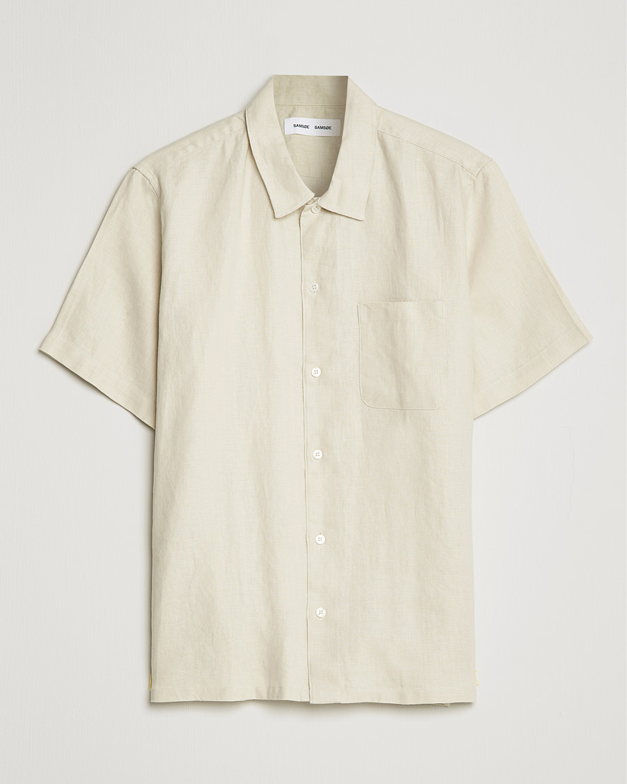 Heren | Overhemden | Samsøe Samsøe | Samsøe & Samsøe Avan Linen Short Sleeve Shirt Oatmeal