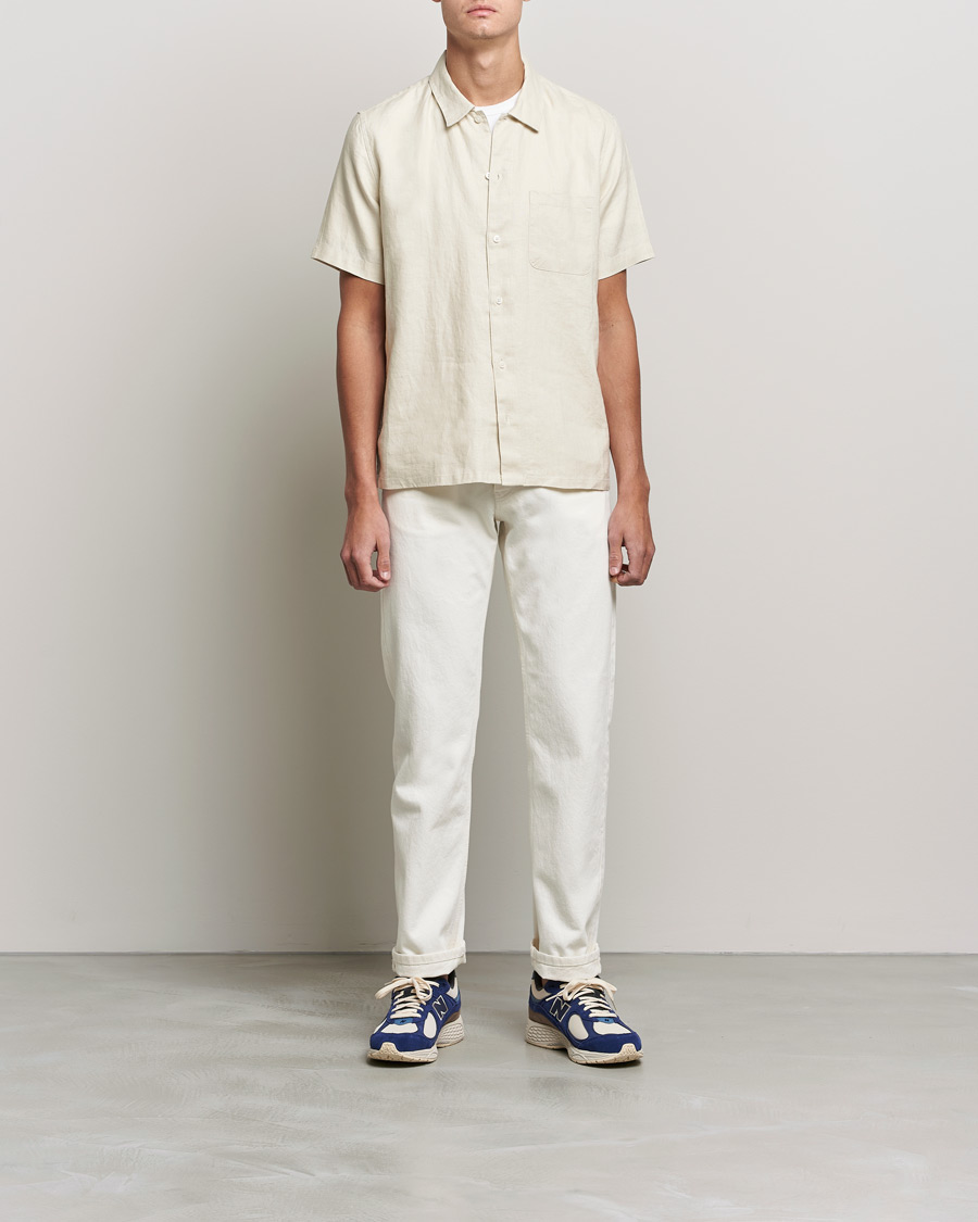 Heren | Overhemden | Samsøe Samsøe | Samsøe & Samsøe Avan Linen Short Sleeve Shirt Oatmeal