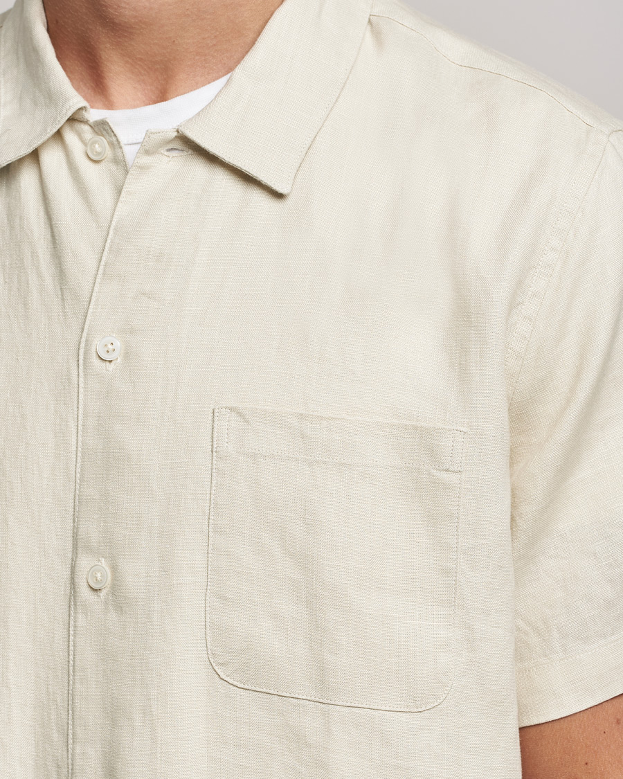 Heren | Overhemden | Samsøe Samsøe | Samsøe & Samsøe Avan Linen Short Sleeve Shirt Oatmeal