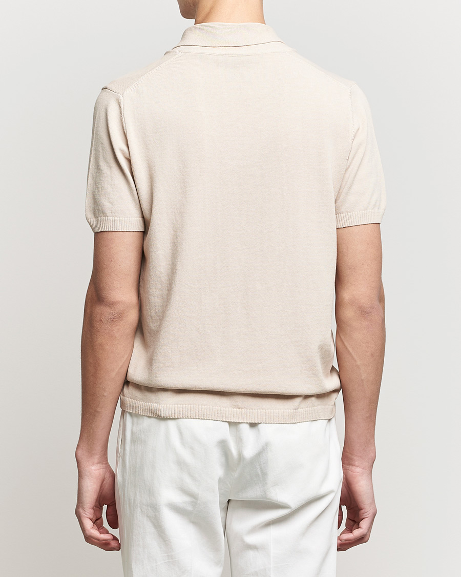 Heren | Polo's | Oscar Jacobson | Rollo GD Shawl Collar Cotton Polo Beige