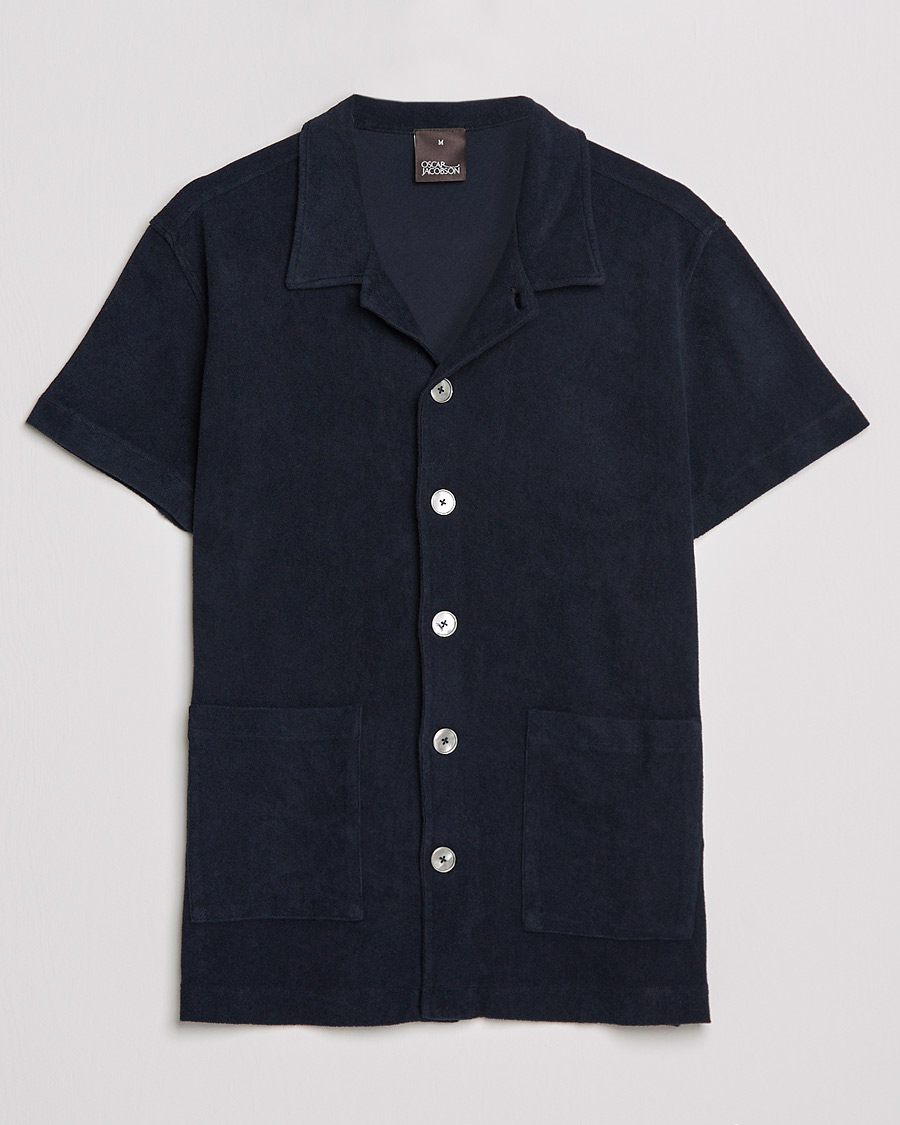 Heren | Polo's | Oscar Jacobson | Alwin Terry Short Sleeve Safari Polo Night Blue