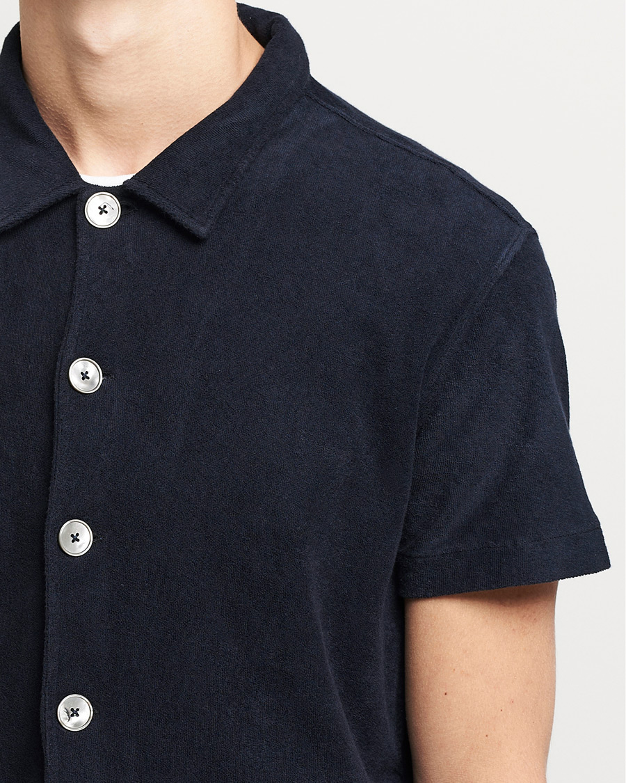 Heren | Polo's | Oscar Jacobson | Alwin Terry Short Sleeve Safari Polo Night Blue