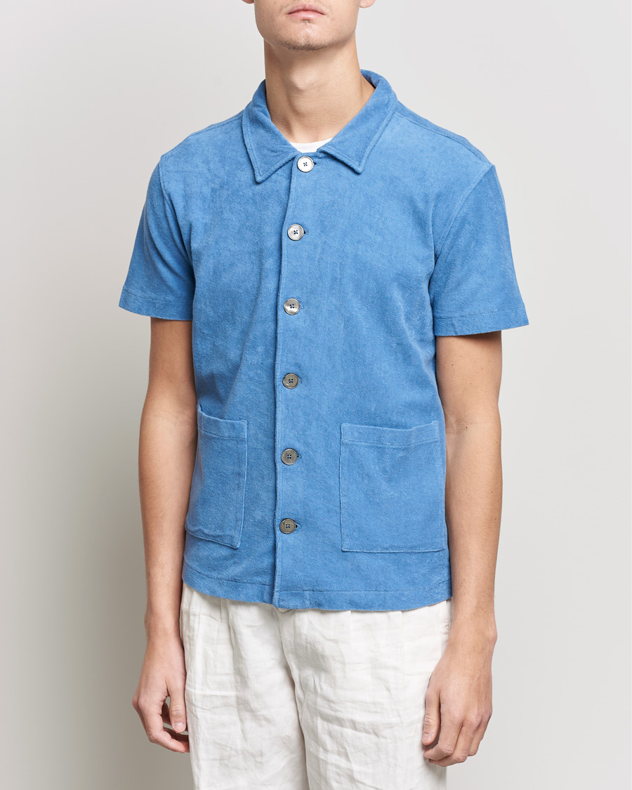 Heren | Polo's | Oscar Jacobson | Alwin Terry Short Sleeve Safari Polo Blue
