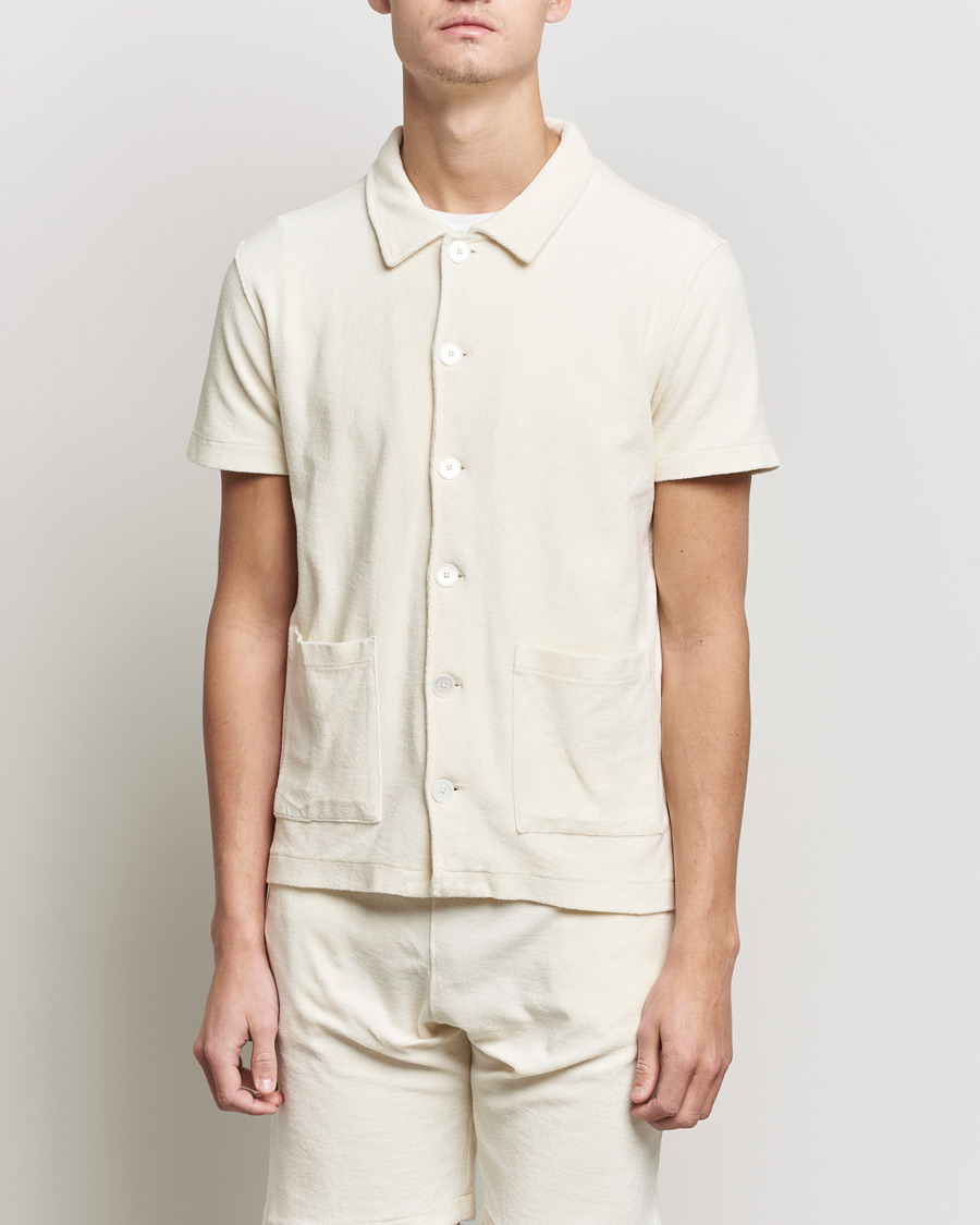 Heren | Polo's | Oscar Jacobson | Alwin Terry Short Sleeve Safari Polo Creme