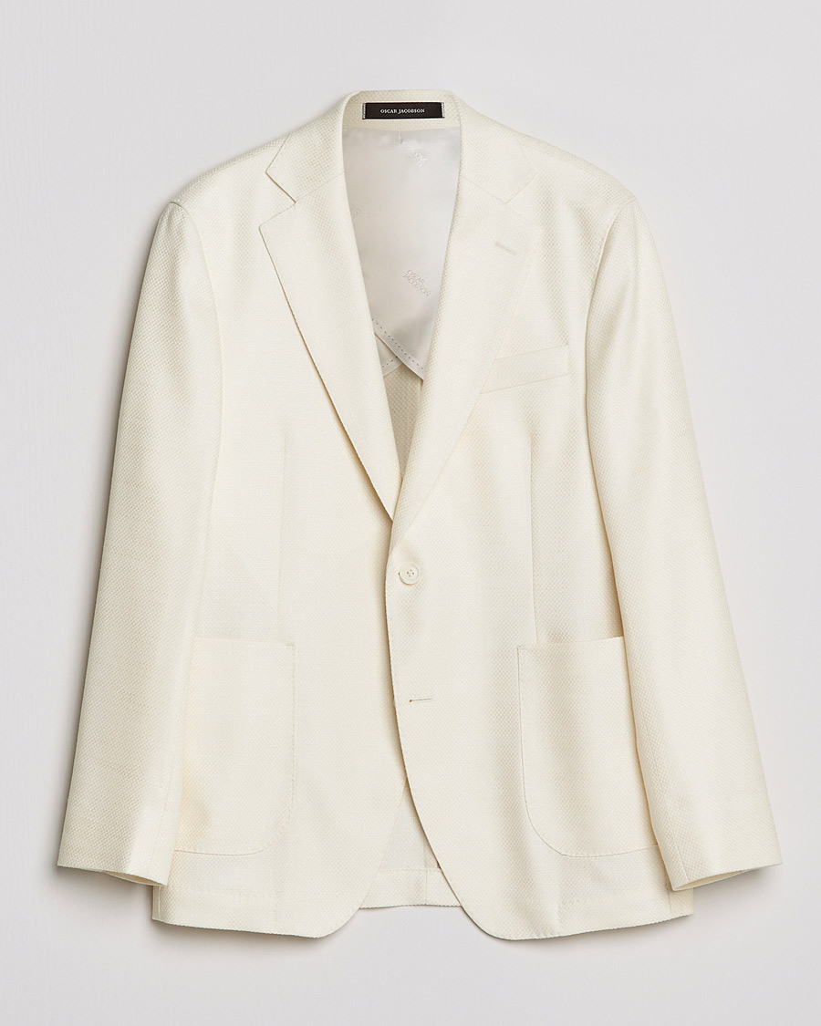 Heren | Blazers | Oscar Jacobson | Ferry Merino/Silk Patch Pocket Blazer Creme