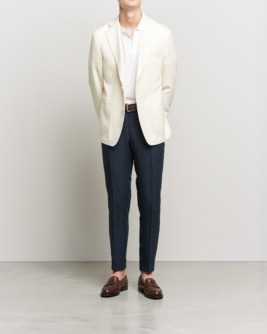 Heren | Blazers | Oscar Jacobson | Ferry Merino/Silk Patch Pocket Blazer Creme