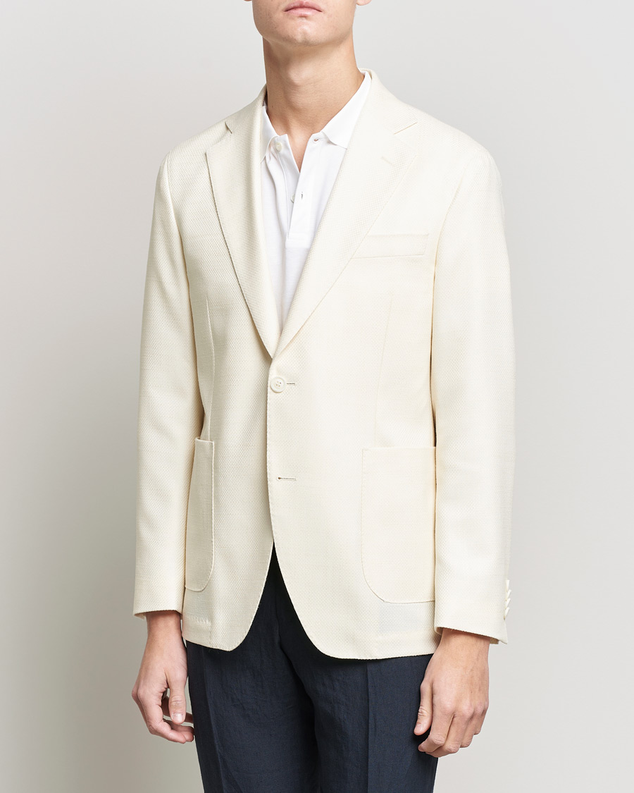 Heren | Blazers | Oscar Jacobson | Ferry Merino/Silk Patch Pocket Blazer Creme
