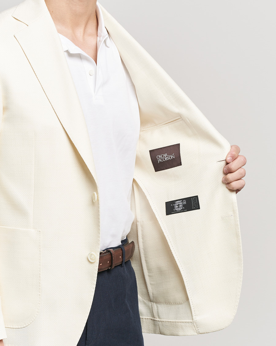 Heren | Blazers | Oscar Jacobson | Ferry Merino/Silk Patch Pocket Blazer Creme