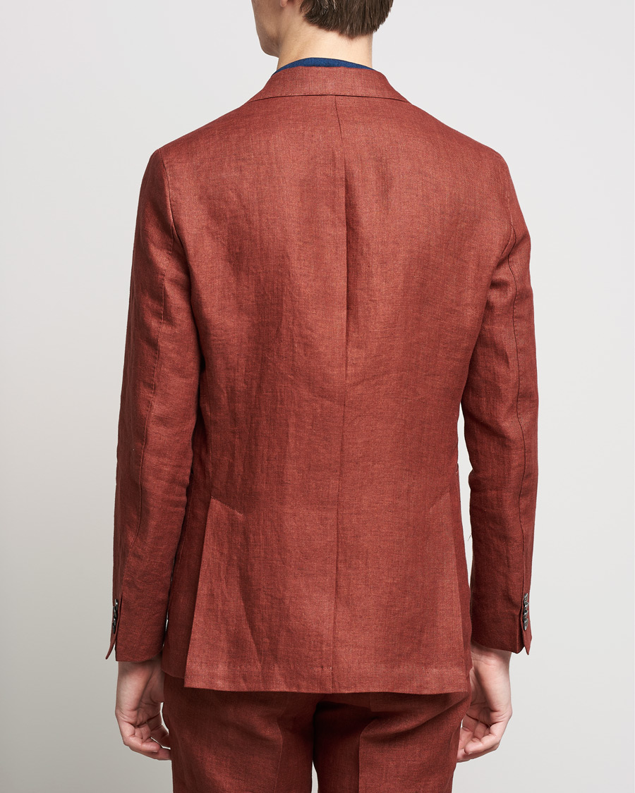 Heren | Blazers | Oscar Jacobson | Ferry Soft Patch Pocket Linen Blazer Rust