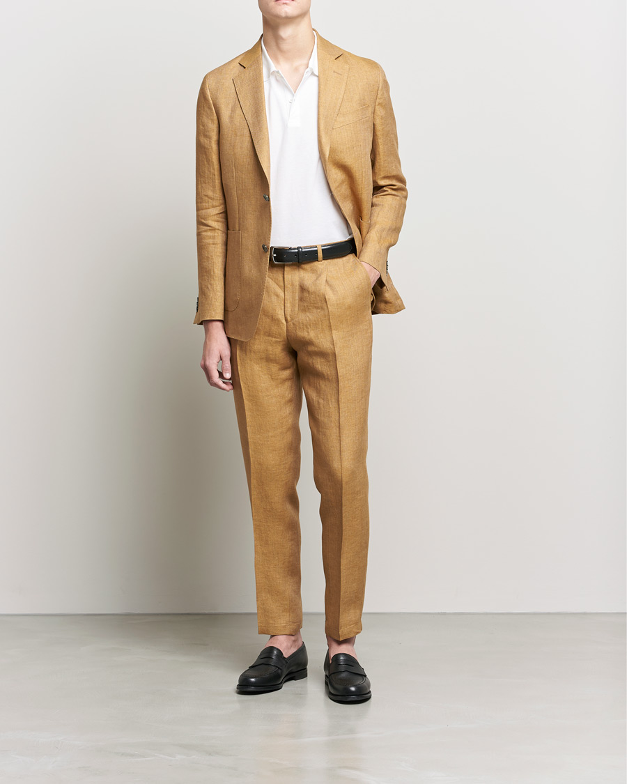 Heren | Blazers | Oscar Jacobson | Ferry Soft Patch Pocket Linen Blazer Dusky Yellow