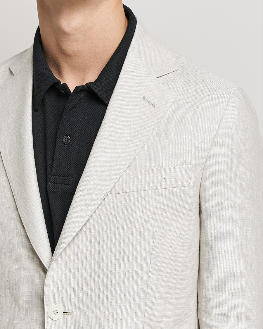 Heren | Blazers | Oscar Jacobson | Ferry Soft Patch Pocket Linen Blazer Creme