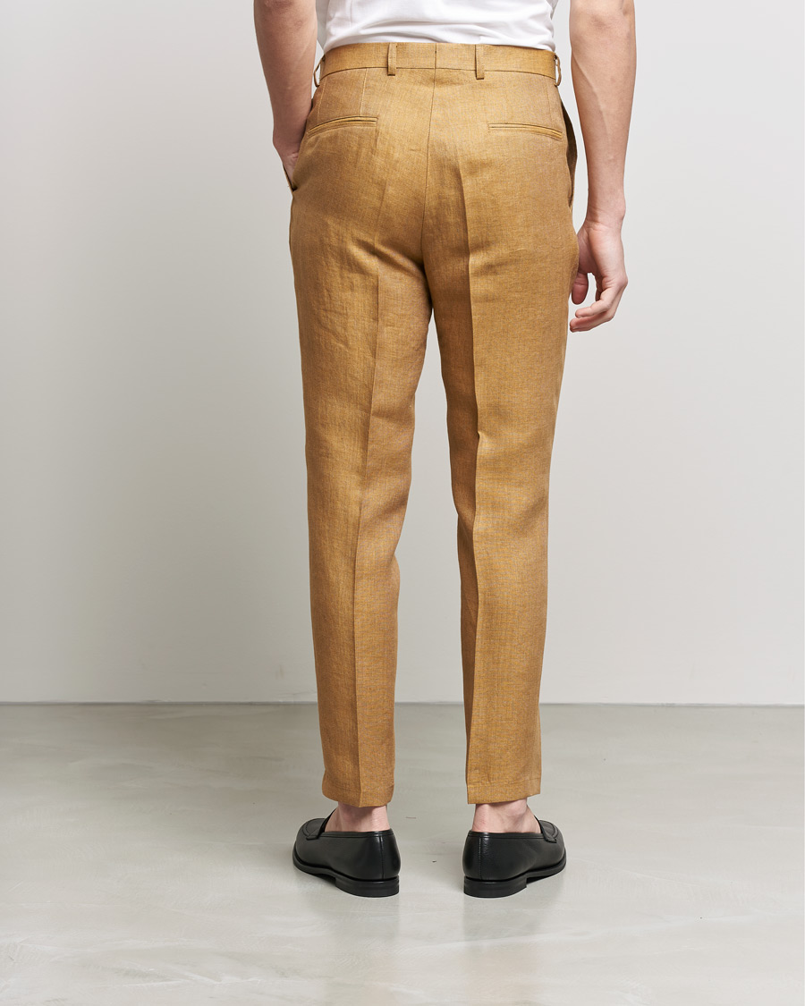 Heren | Broeken | Oscar Jacobson | Delon Linen Trousers Dusky Yellow