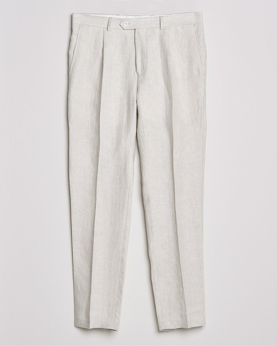 Heren | Broeken | Oscar Jacobson | Delon Linen Trousers Creme