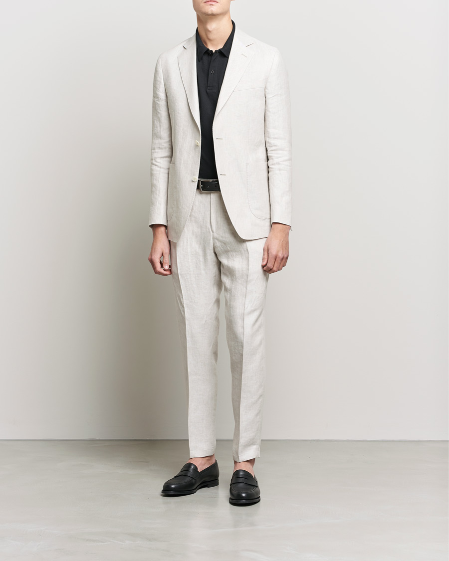 Heren | Broeken | Oscar Jacobson | Delon Linen Trousers Creme