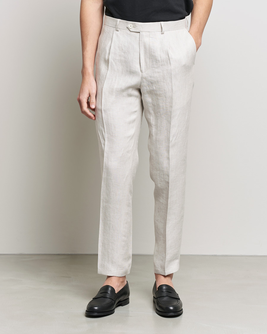 Heren | Broeken | Oscar Jacobson | Delon Linen Trousers Creme