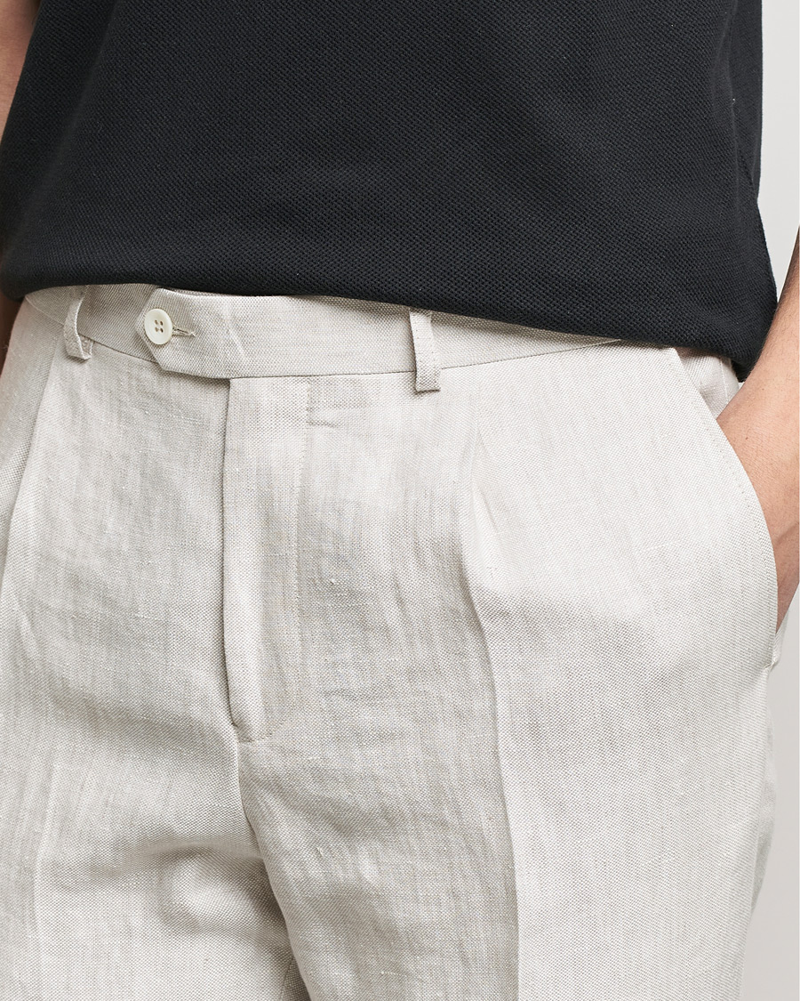 Heren | Broeken | Oscar Jacobson | Delon Linen Trousers Creme