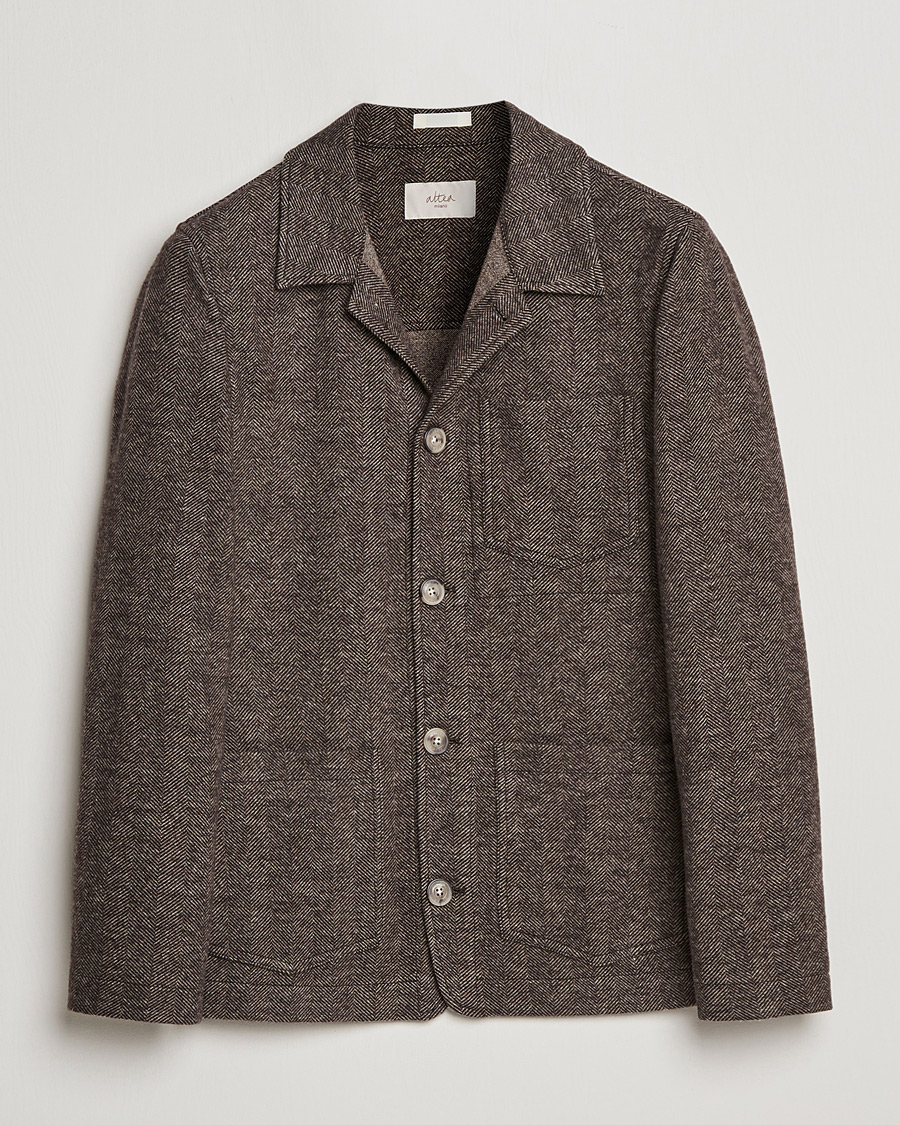 Heren | Jassen | Altea | Herringbone Wool Chore Jacket Brown