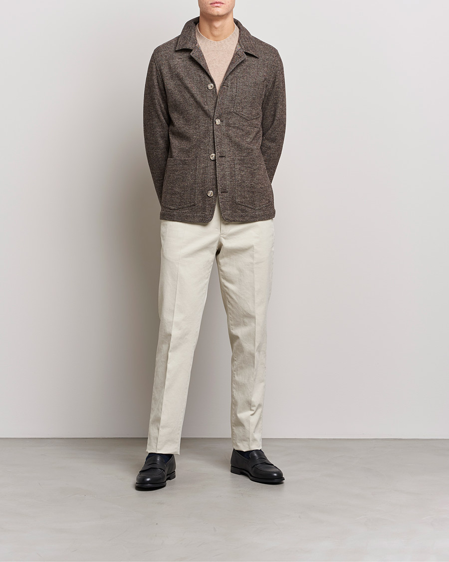 Heren | Jassen | Altea | Herringbone Wool Chore Jacket Brown