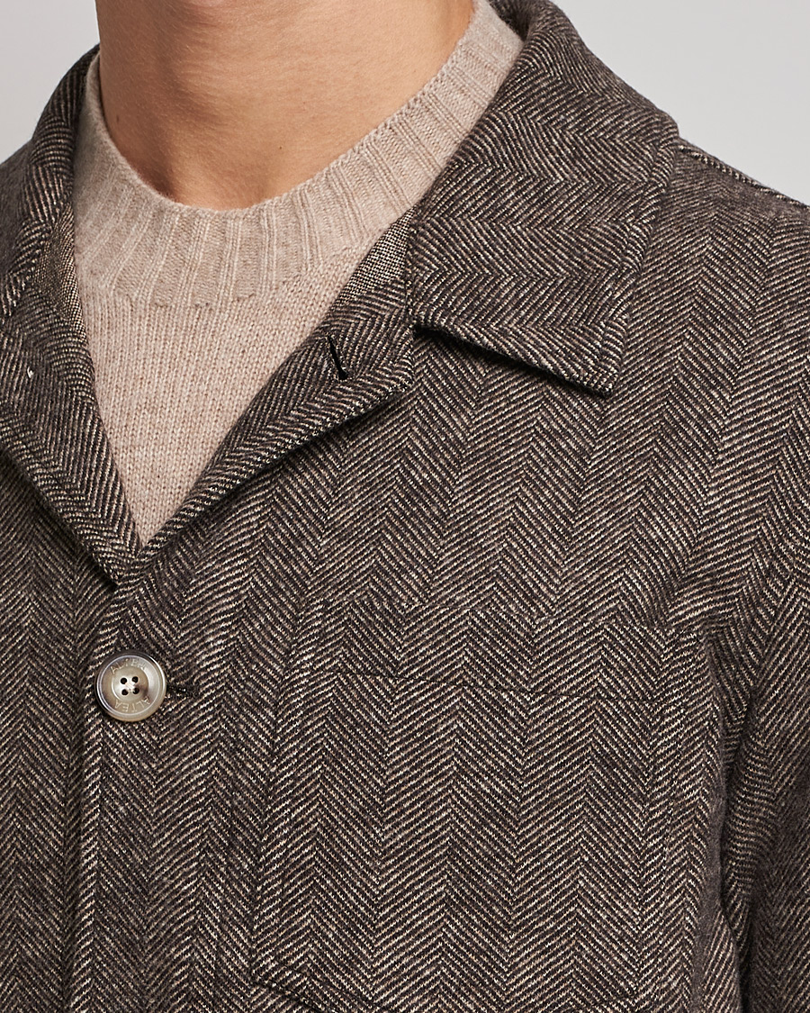 Heren | Jassen | Altea | Herringbone Wool Chore Jacket Brown