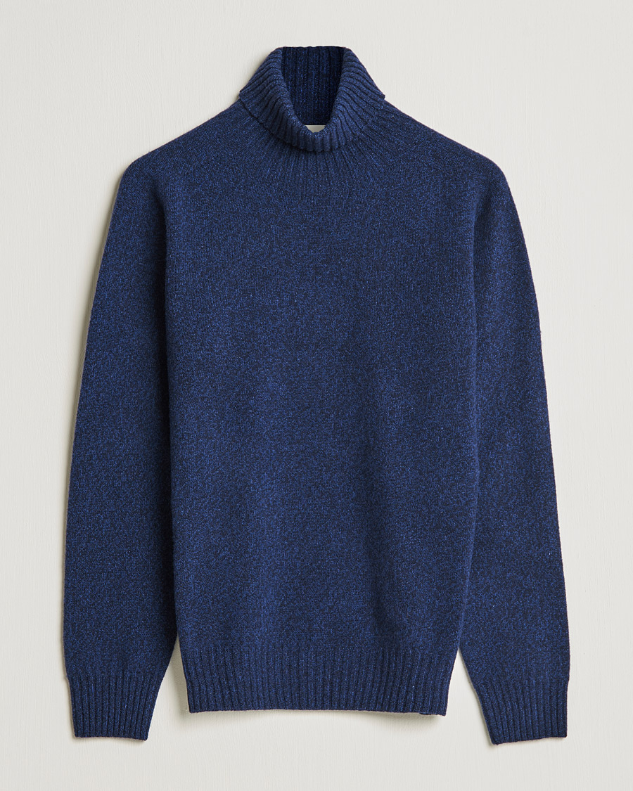 Heren | Truien | Altea | Cashmere Mouline Rollneck Navy Melange