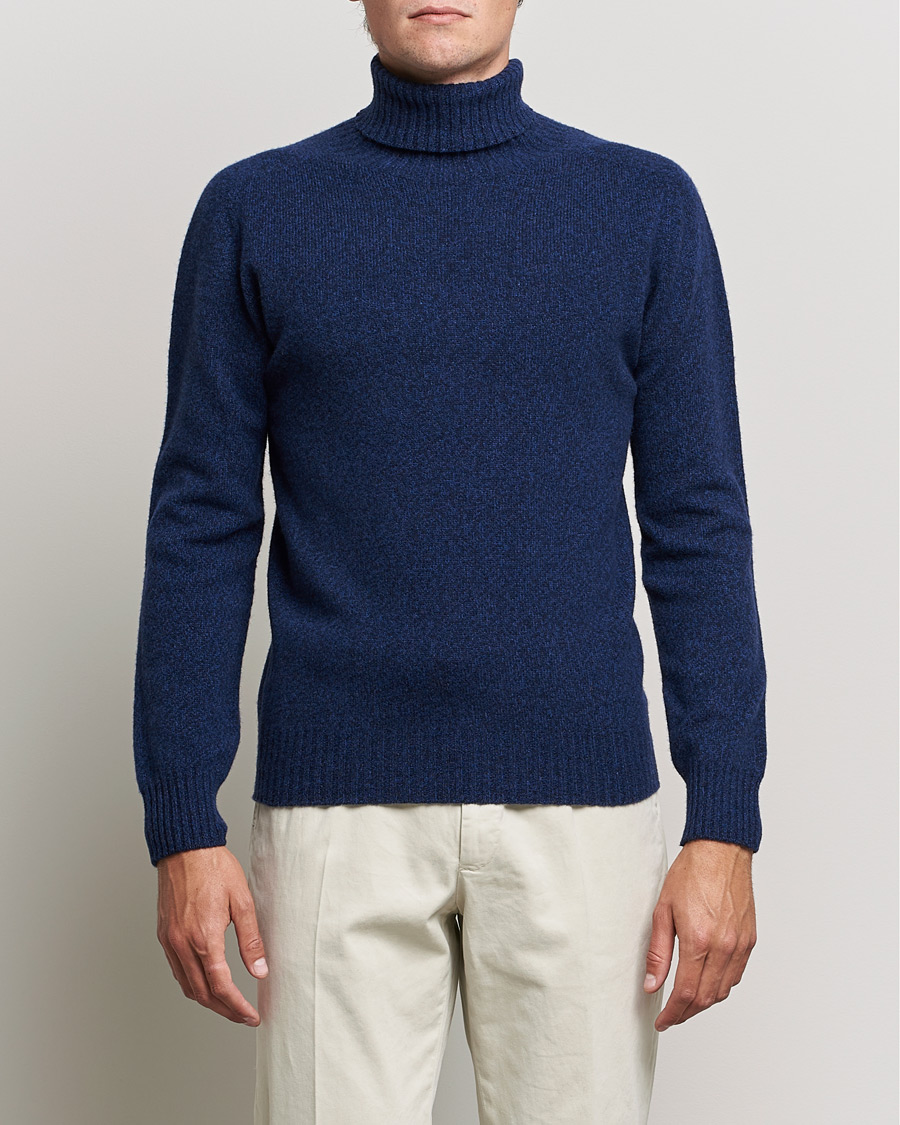 Heren | Truien | Altea | Cashmere Mouline Rollneck Navy Melange