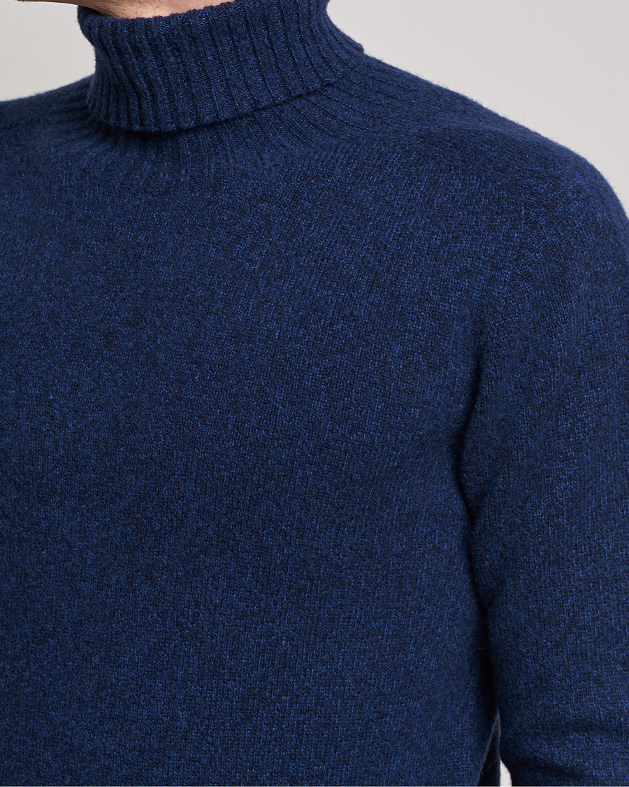 Heren | Truien | Altea | Cashmere Mouline Rollneck Navy Melange