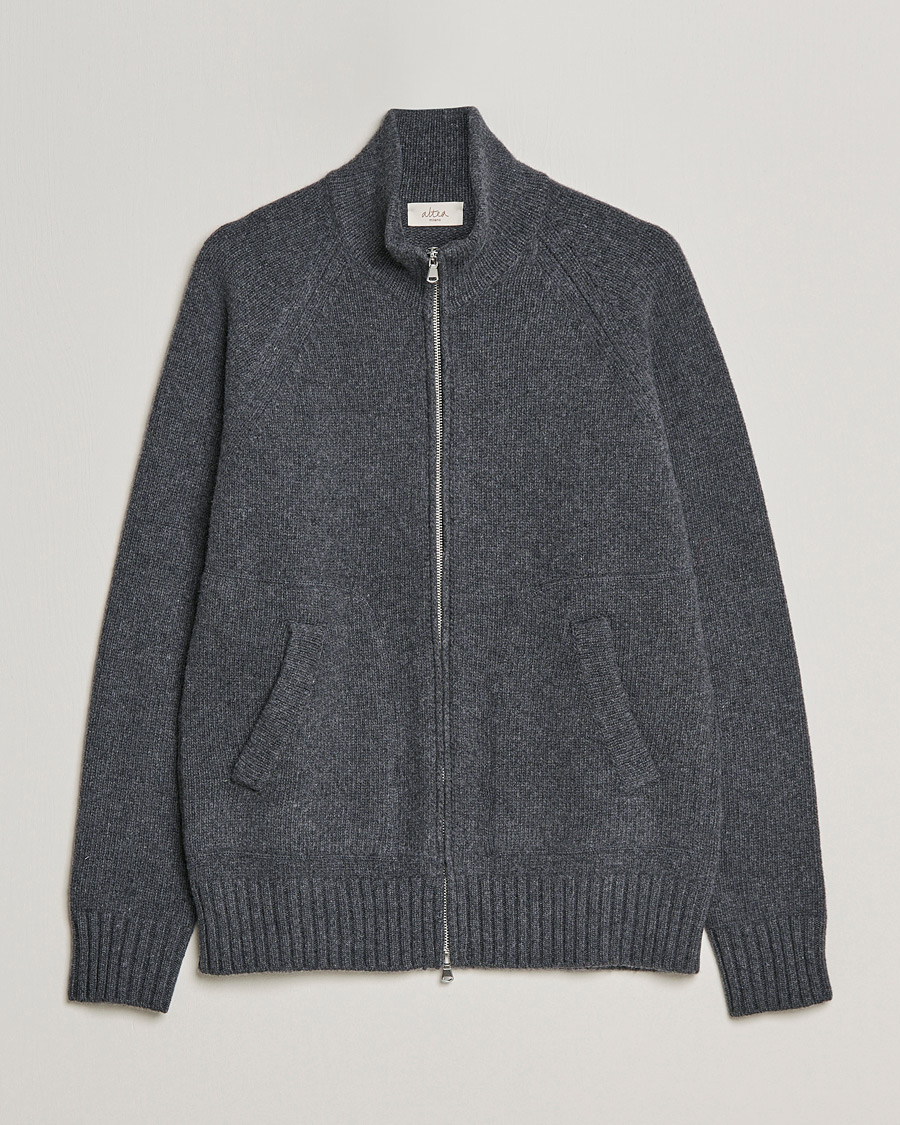 Heren | Truien | Altea | Wool Zip Jacket Grey Melange