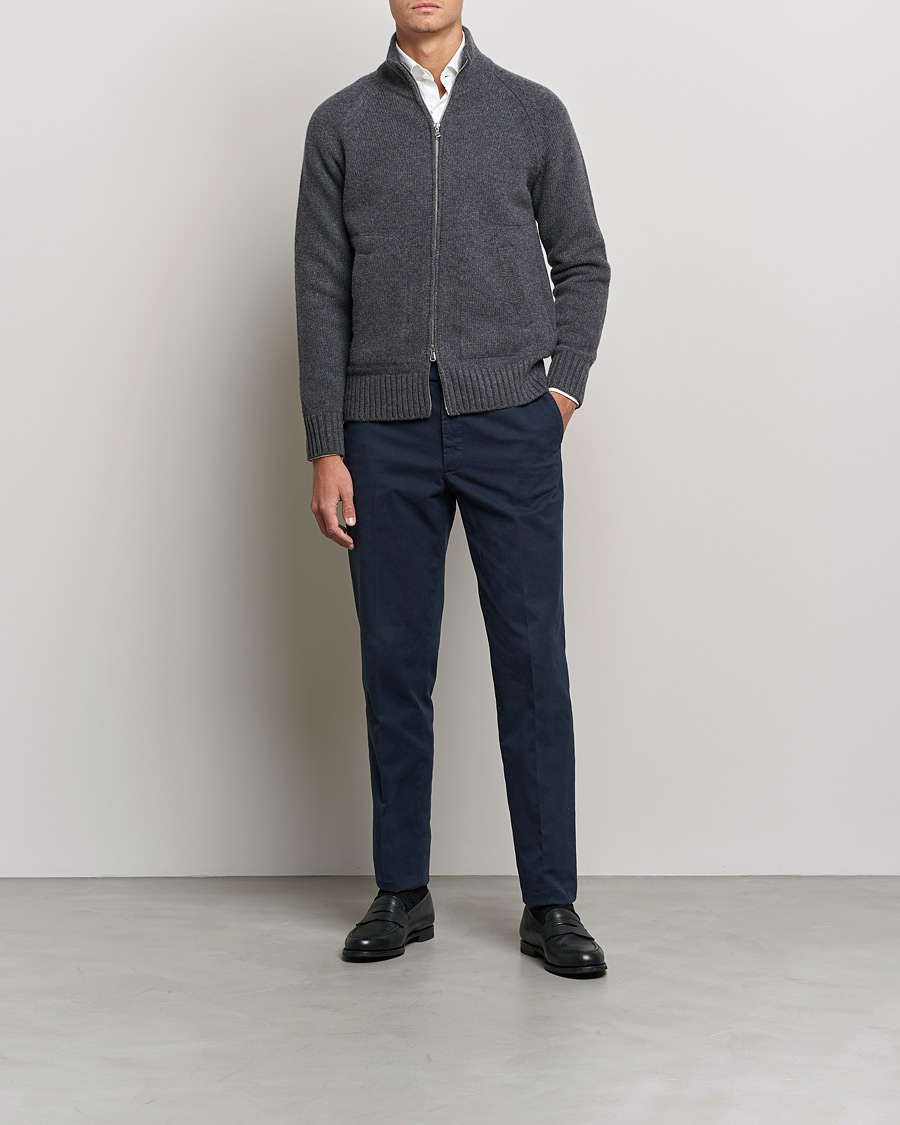 Heren | Truien | Altea | Wool Zip Jacket Grey Melange