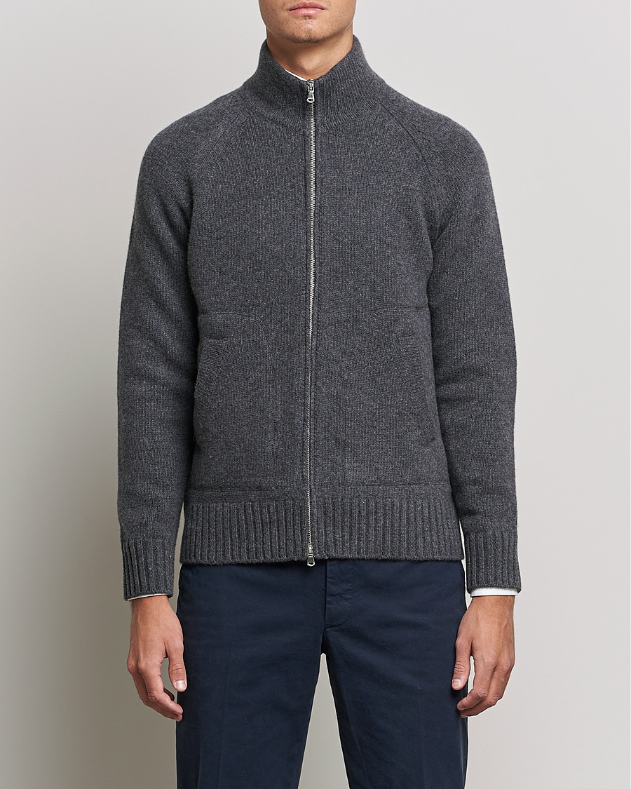 Heren | Truien | Altea | Wool Zip Jacket Grey Melange