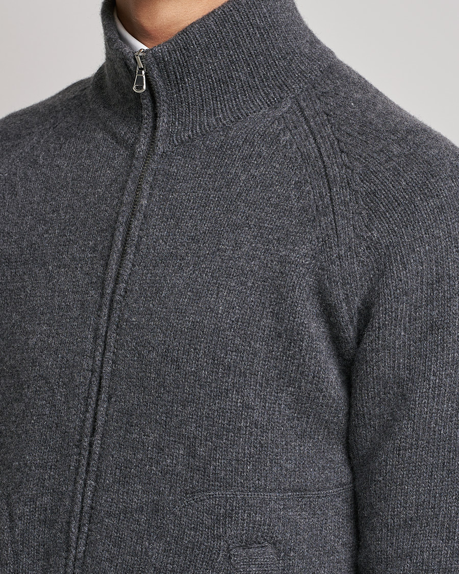 Heren | Truien | Altea | Wool Zip Jacket Grey Melange