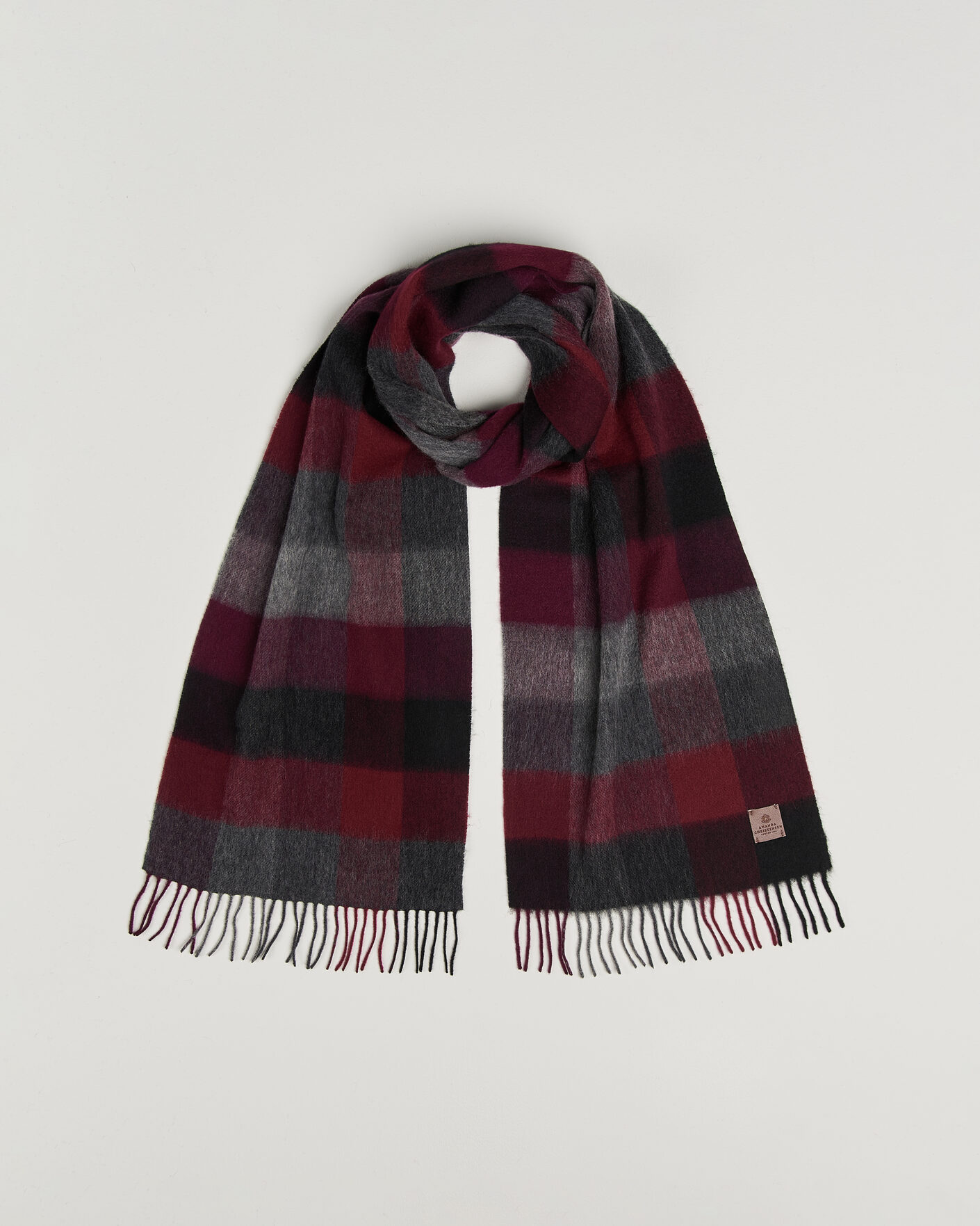 Heren | Sjaals | Amanda Christensen | Amanda ChristensenWool Block Check ScarfWine/Black