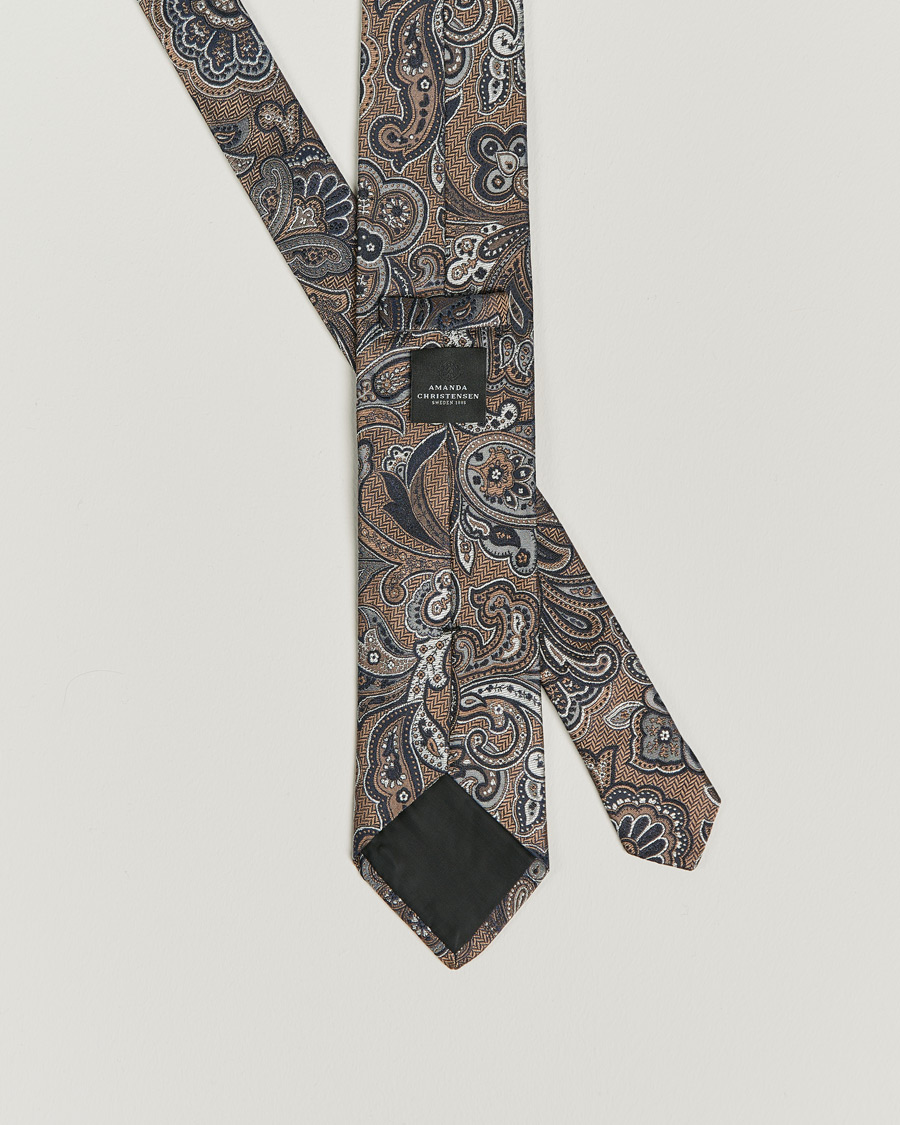 Heren | Amanda Christensen Silk Mulberry 8cm Large Paisley Tie Brown | Amanda Christensen | Silk Mulberry 8cm Large Paisley Tie Brown