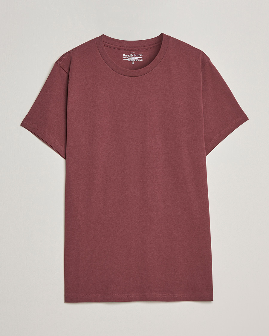 Heren | T-shirts | Bread & Boxers | Heavy Cotton Crew Neck T-shirt Burgundy
