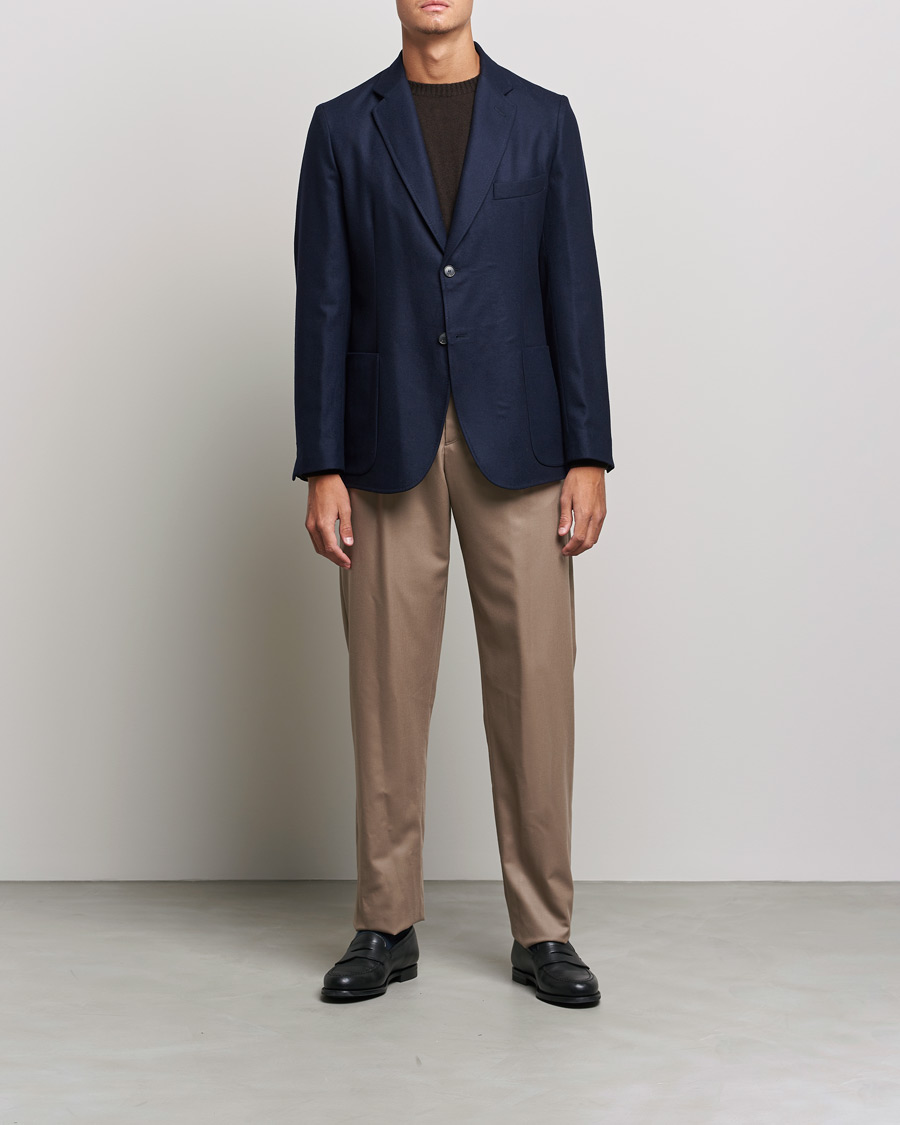 Heren | Blazers | Brioni | Deconstructed Flannel Blazer Navy
