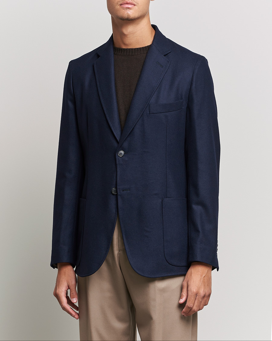 Heren | Blazers | Brioni | Deconstructed Flannel Blazer Navy