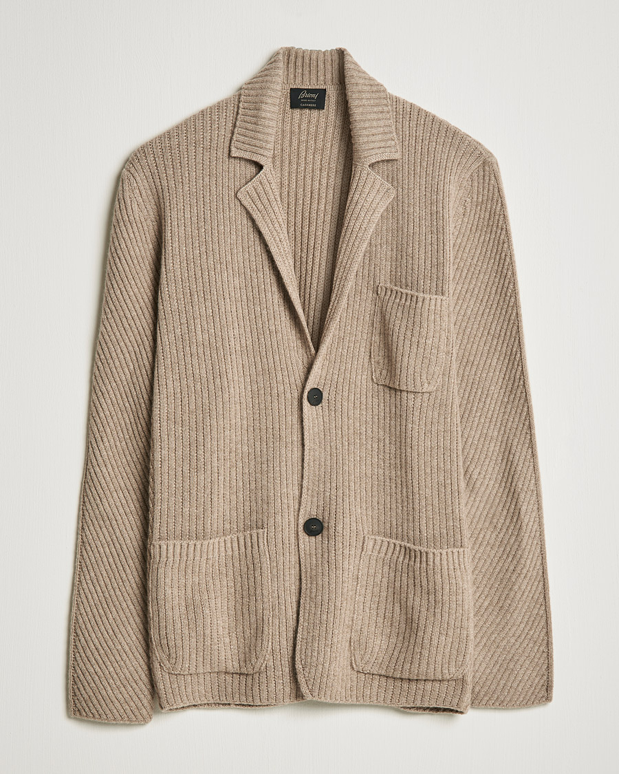 Heren | Blazers | Brioni | Pure Cashmere Knitted Blazer Beige