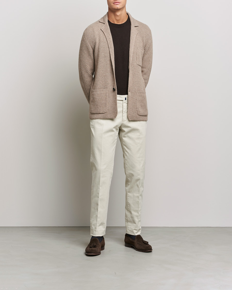 Heren | Blazers | Brioni | Pure Cashmere Knitted Blazer Beige