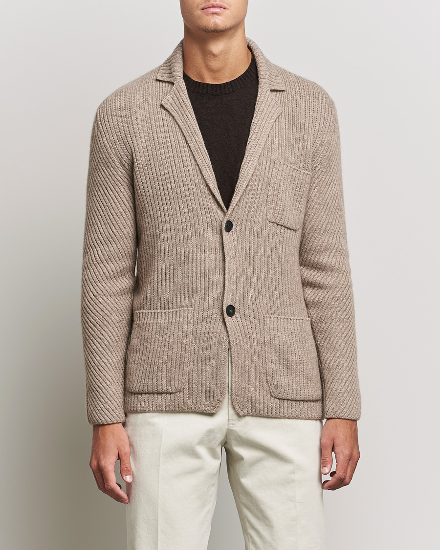 Heren | Blazers | Brioni | Pure Cashmere Knitted Blazer Beige