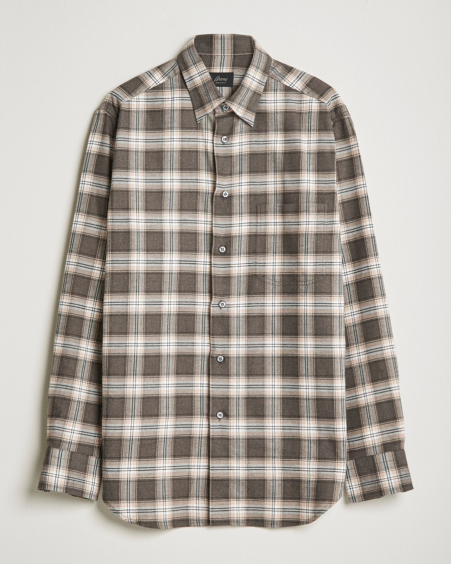 Heren | Overhemden | Brioni | Check Flannel Shirt Beige