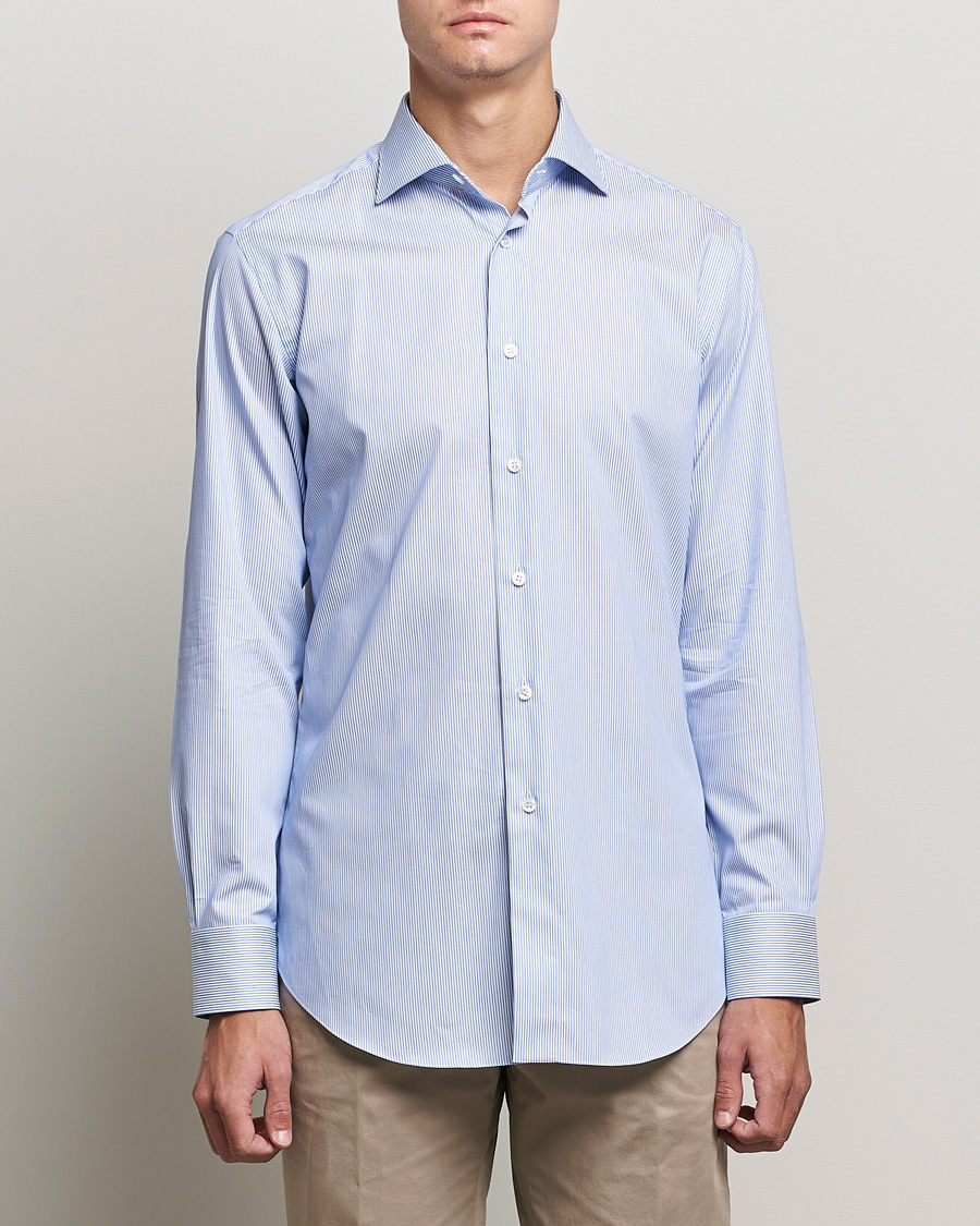 Heren | Overhemden | Brioni | Slim Fit Dress Shirt Light Blue Stripe