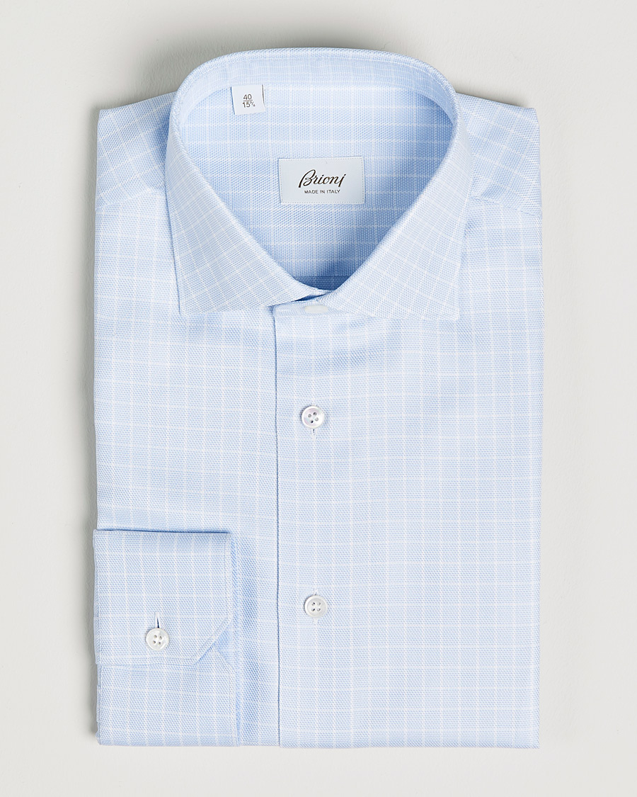 Heren | Overhemden | Brioni | Slim Fit Dress Shirt Light Blue Check