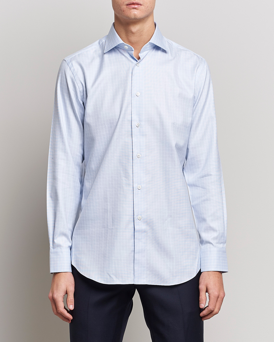 Heren | Overhemden | Brioni | Slim Fit Dress Shirt Light Blue Check