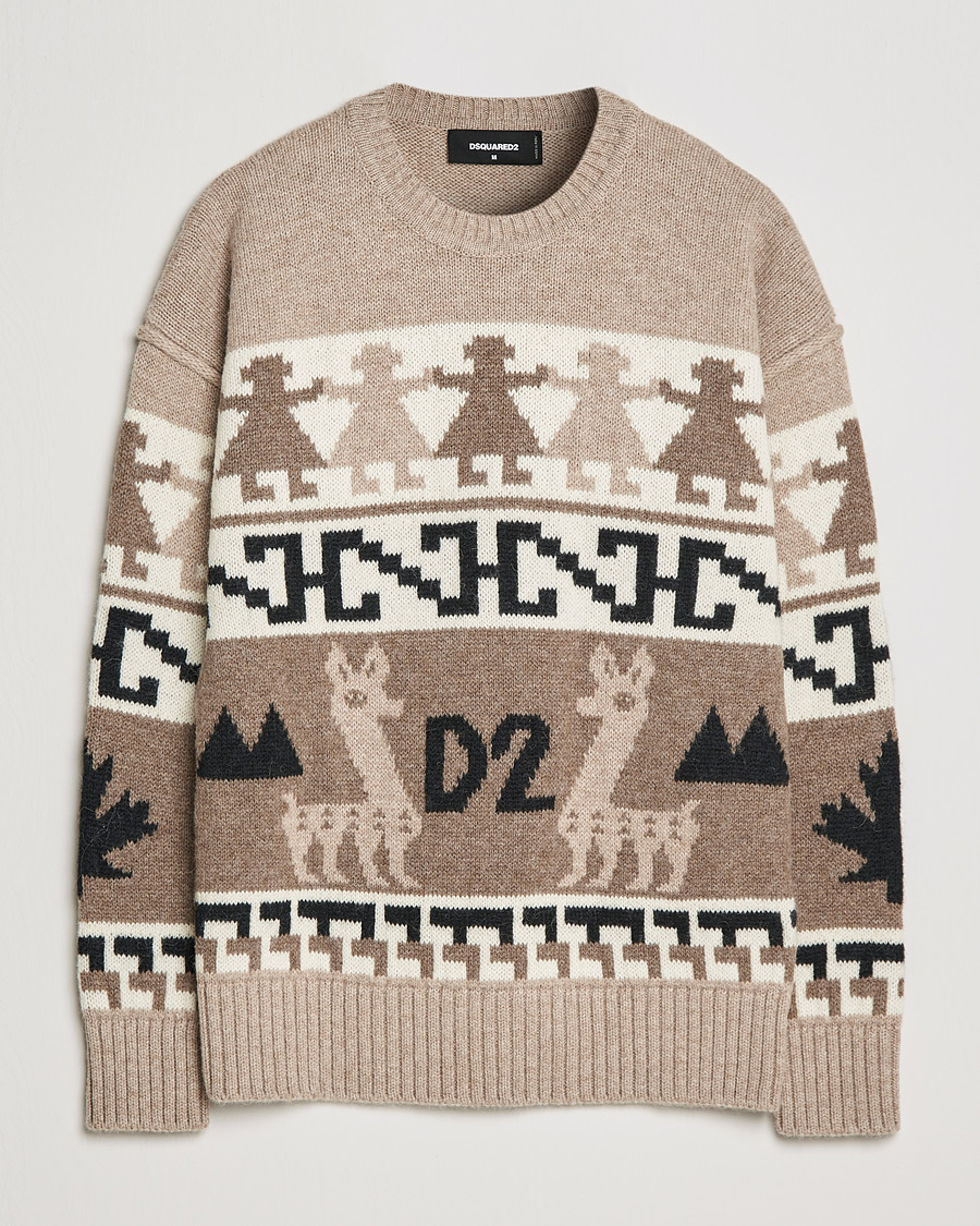 Heren | Truien | Dsquared2 | Llamas Heavy knitted Sweater Beige