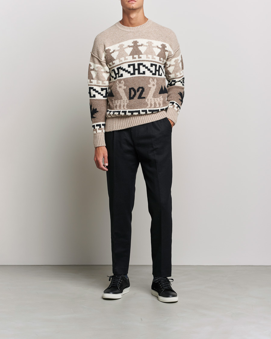Heren | Truien | Dsquared2 | Llamas Heavy knitted Sweater Beige