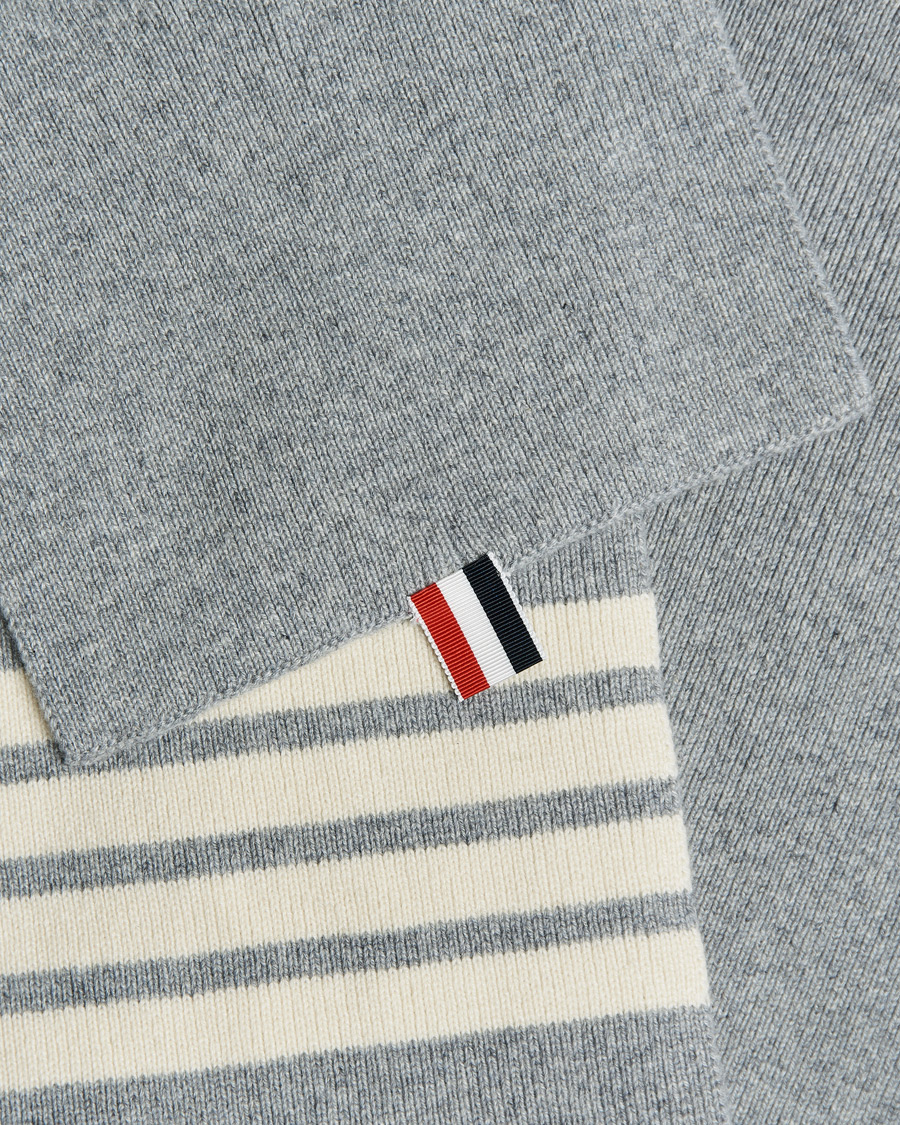 Heren | Thom Browne Full Needle Rib Cashmere Scarf Light Grey | Thom Browne | Full Needle Rib Cashmere Scarf Light Grey
