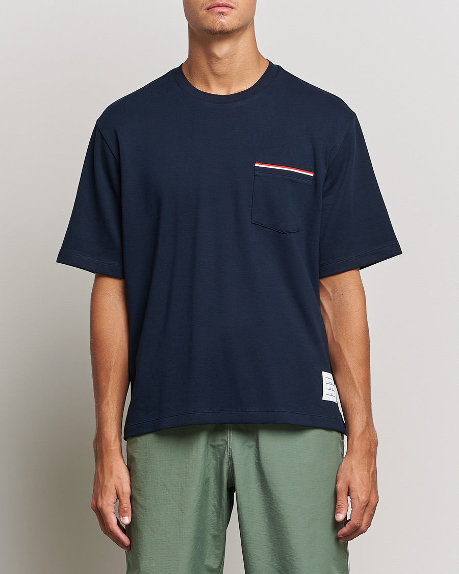 Heren | T-shirts | Thom Browne | Oversize Pocket Stripe T-Shirt Navy