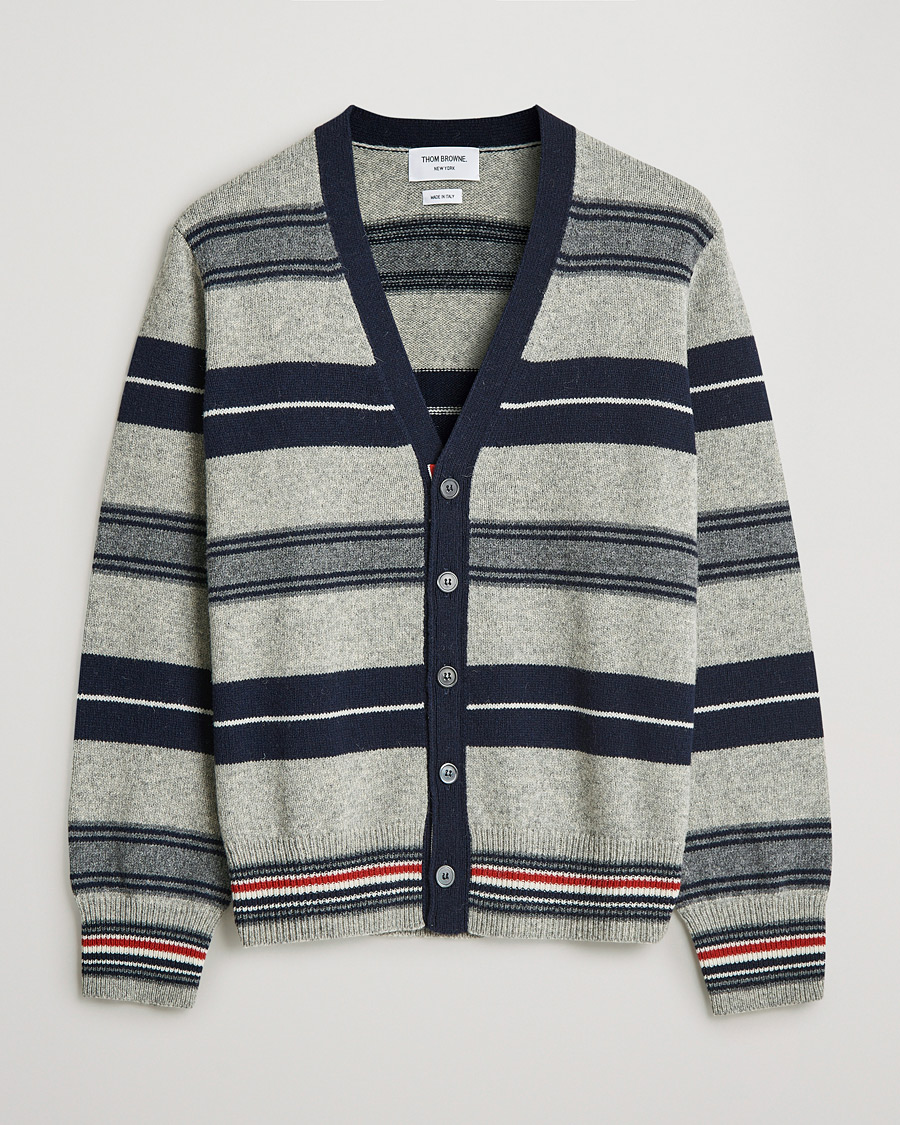 Heren | Truien | Thom Browne | Tartan Stripe Wool Cardigan Medium Grey