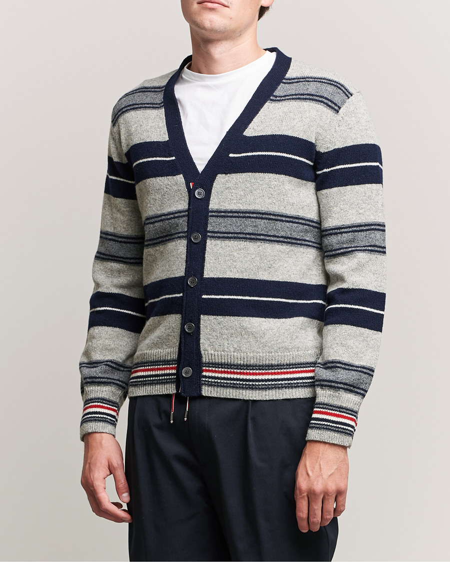 Heren | Truien | Thom Browne | Tartan Stripe Wool Cardigan Medium Grey
